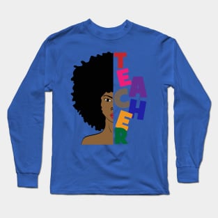 African American Teacher Afro Long Sleeve T-Shirt